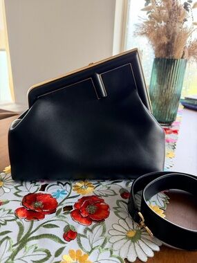 Authentic Fendi First Medium in black nappa leather